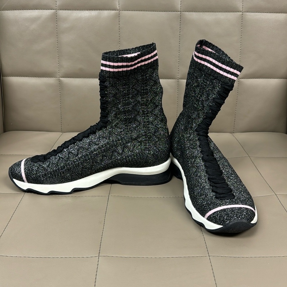 Fendi sock sneakers black and pink. Like new